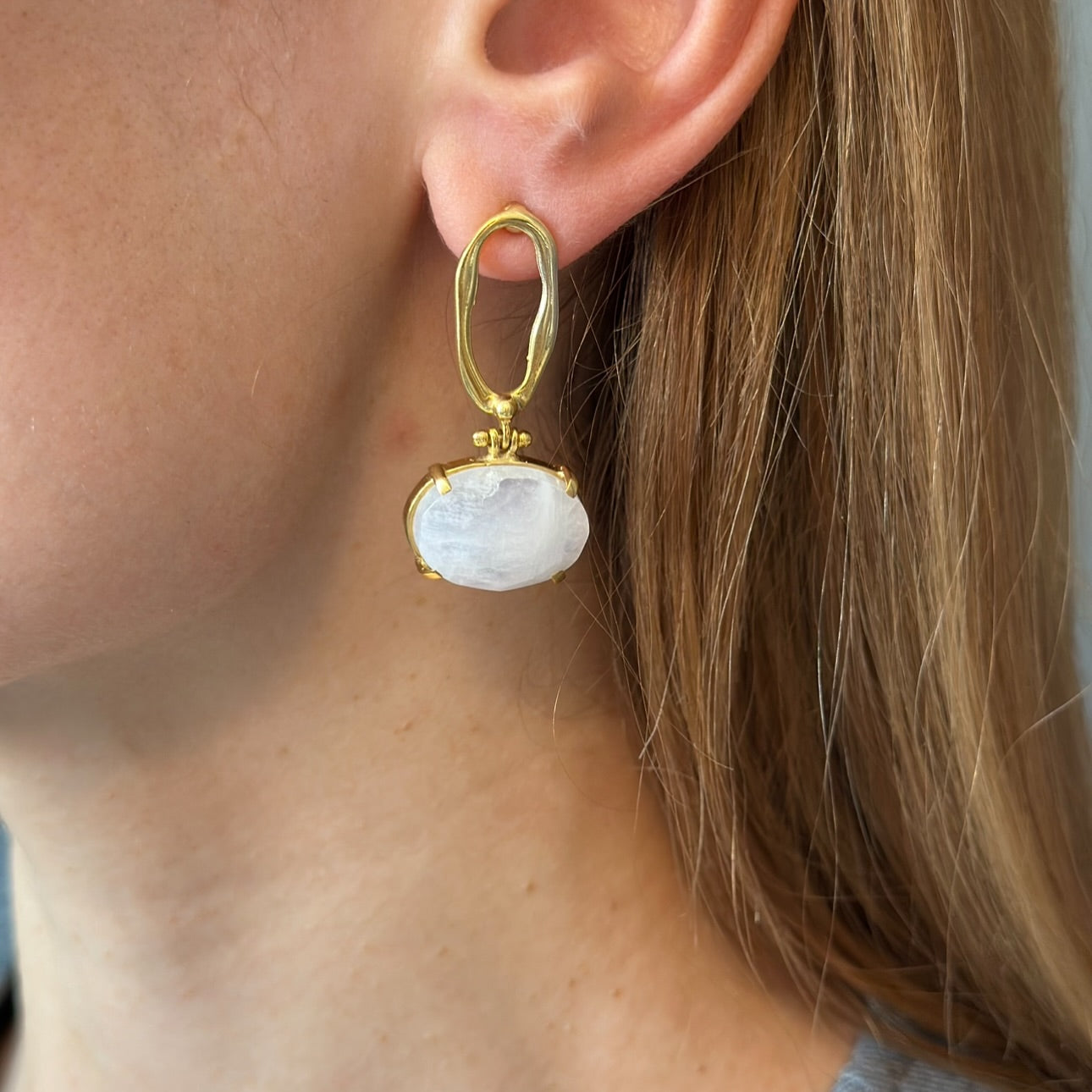Moonstone Drop Earrings in Sterling Silver