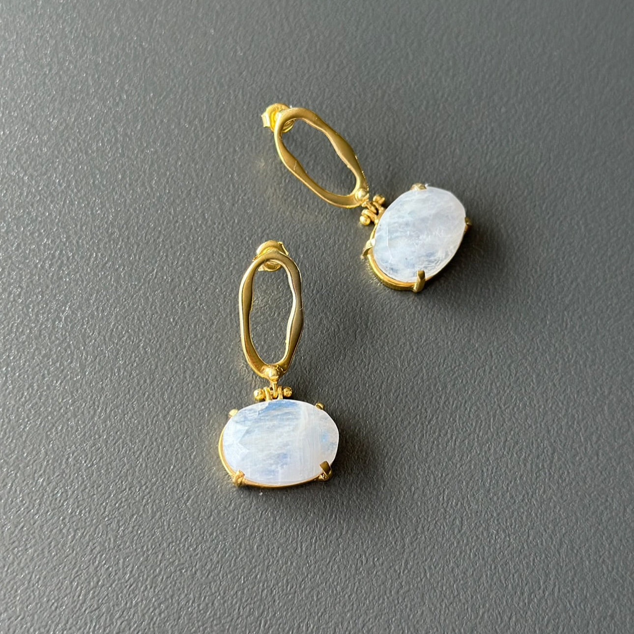 Moonstone Drop Earrings in Sterling Silver