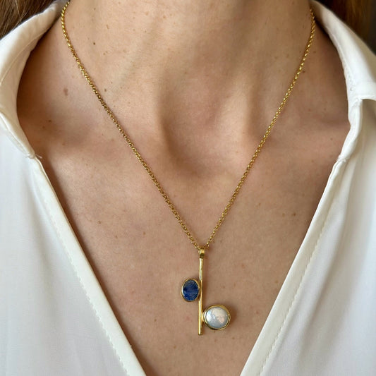 Kyanite and Mother of Pearl Necklace