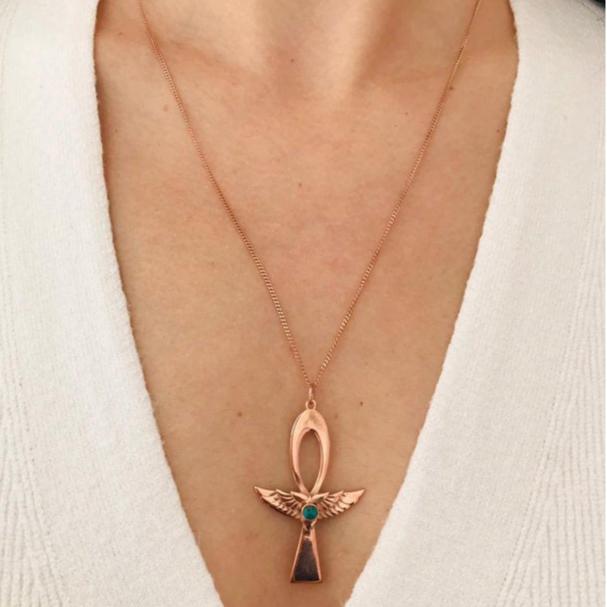 Ankh Pendant Long Silver Gold Plated Necklace