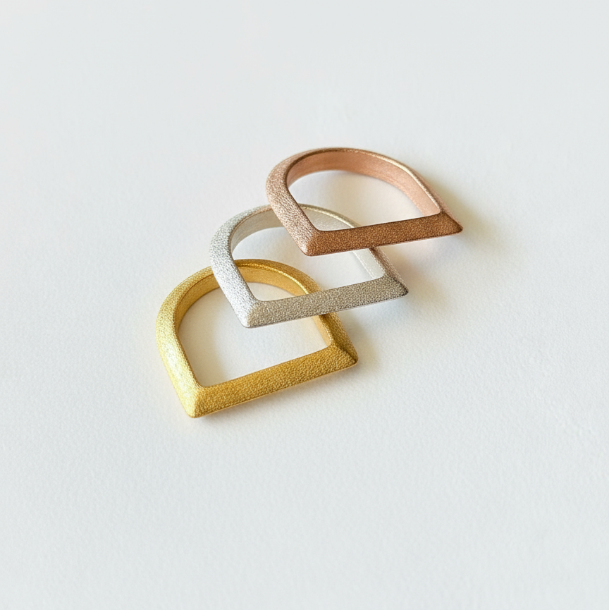 Geometric Stacking Rings in Sterling Silver, Gold and Rose Gold Plated