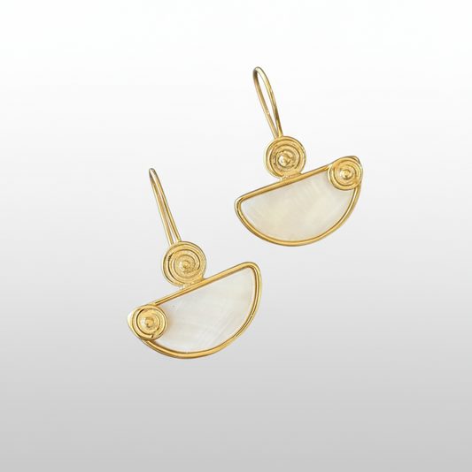 Mother of Pearl and Silver Spiral Earrings
