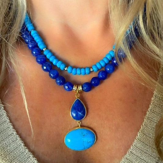 Turquoise and Lapis Lazuli Gemstone Necklace