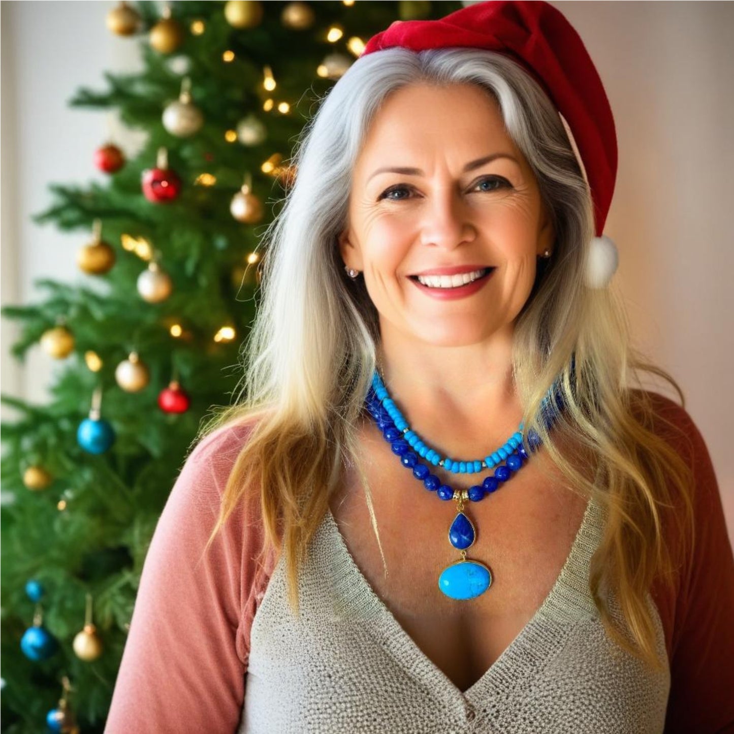 Turquoise and Lapis Lazuli Gemstone Necklace