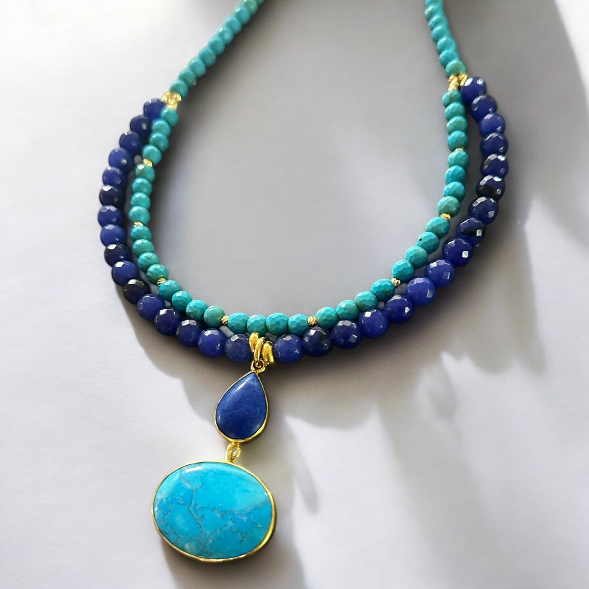 Turquoise and Lapis Lazuli Gemstone Necklace
