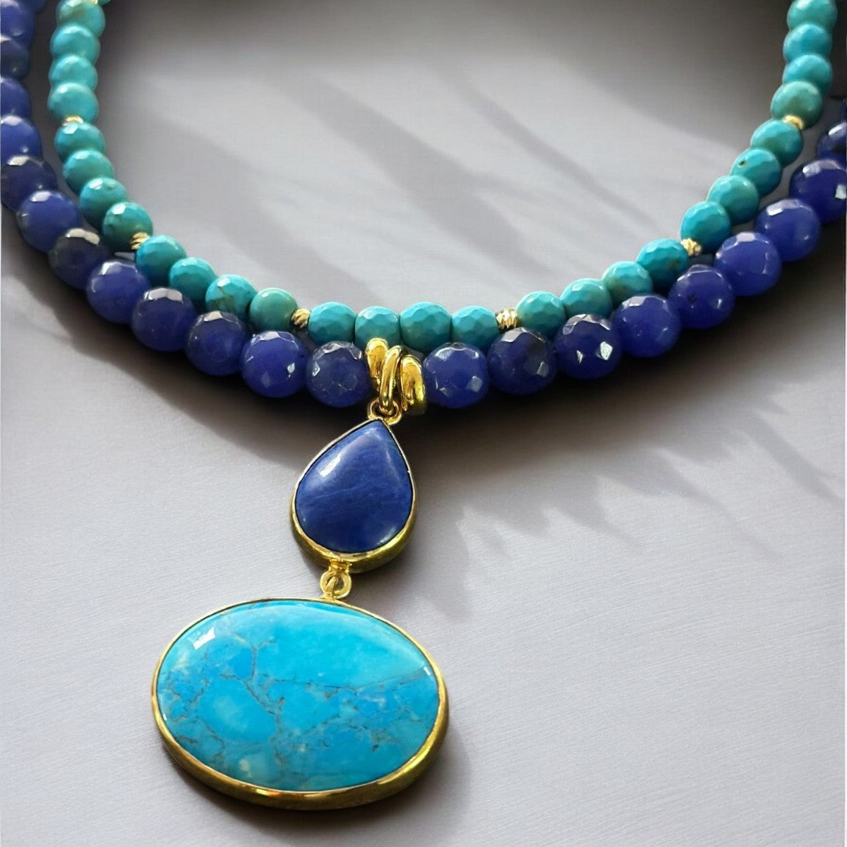 Turquoise and Lapis Lazuli Gemstone Necklace