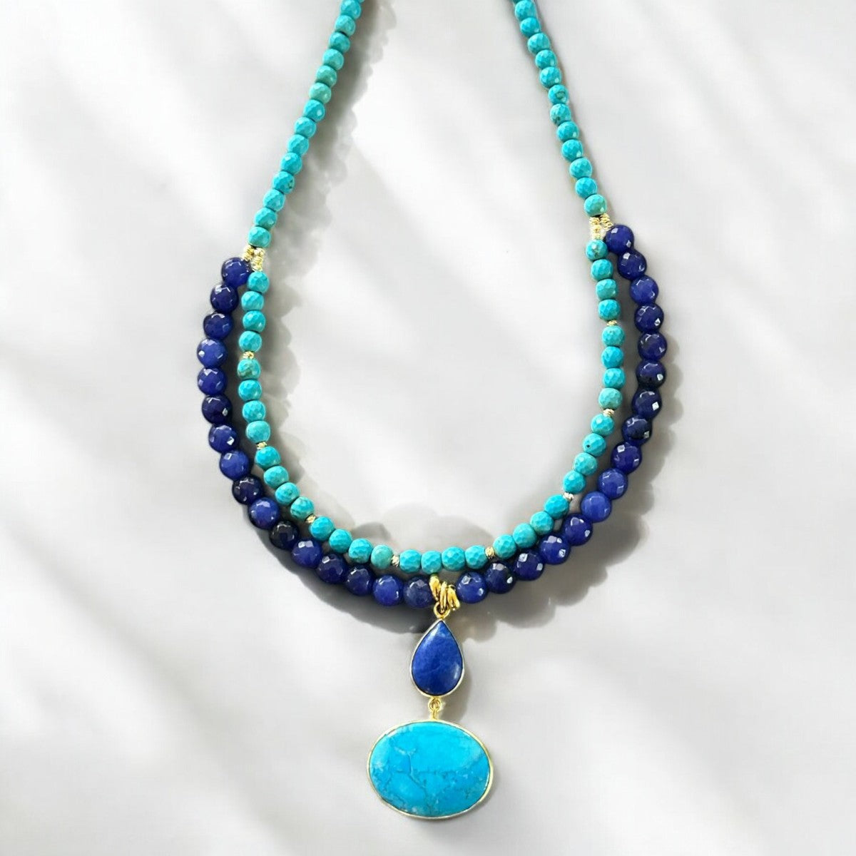 Turquoise and Lapis Lazuli Gemstone Necklace