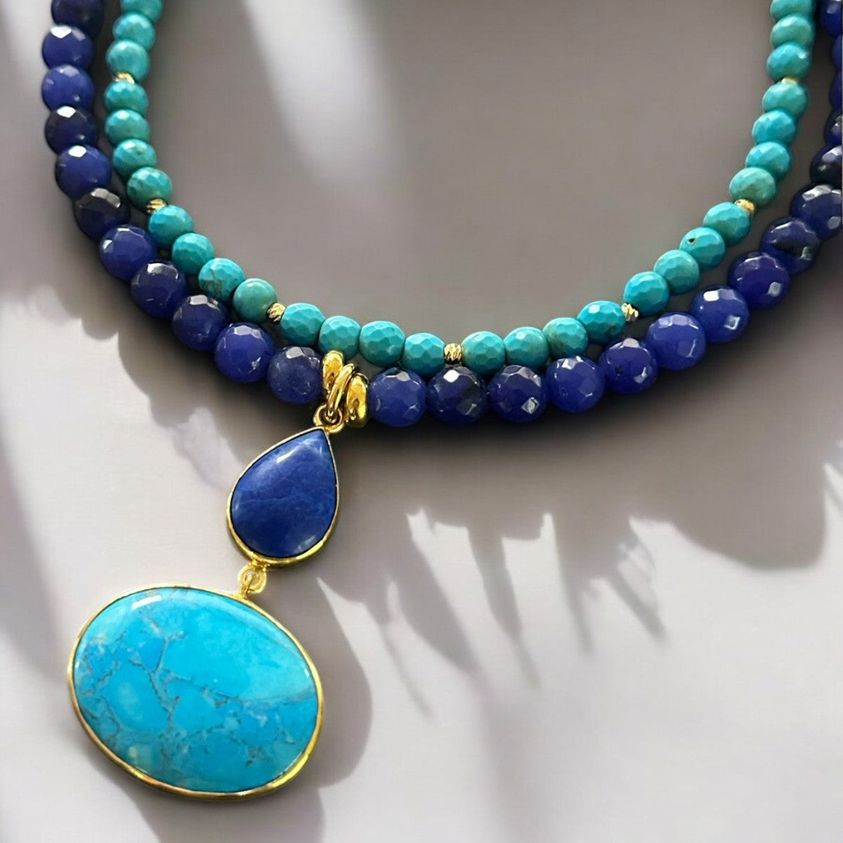 Turquoise and Lapis Lazuli Gemstone Necklace