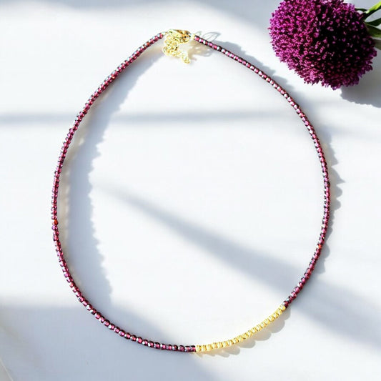 Garnet Gemstone Necklace in 925 Sterling Silver