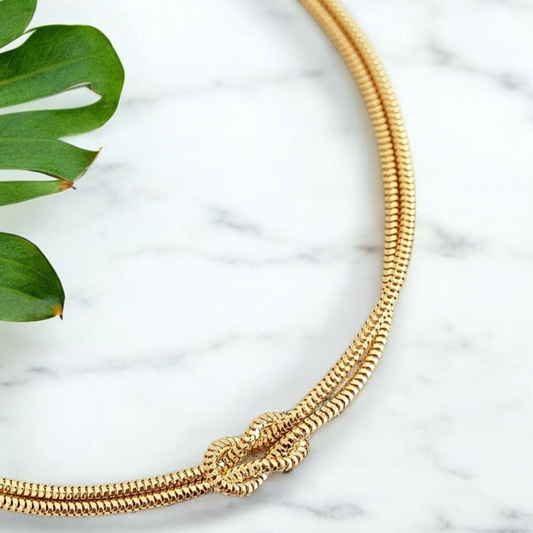 Elegant Knot Gold Plated Silver Double-Chain Bracelet