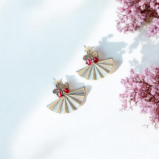 Fan Drop Earrings in 925 Sterling Silver