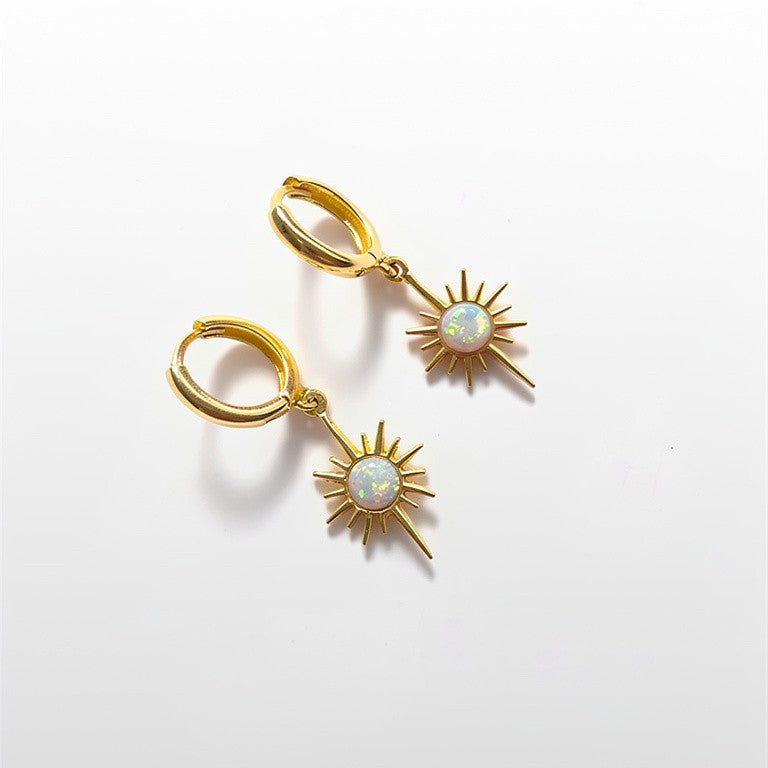 North Star Moonstone Dangle Drop Earrings