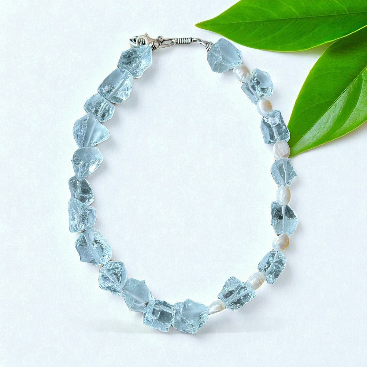 Blue Topaz and Freshwater Pearl Necklace