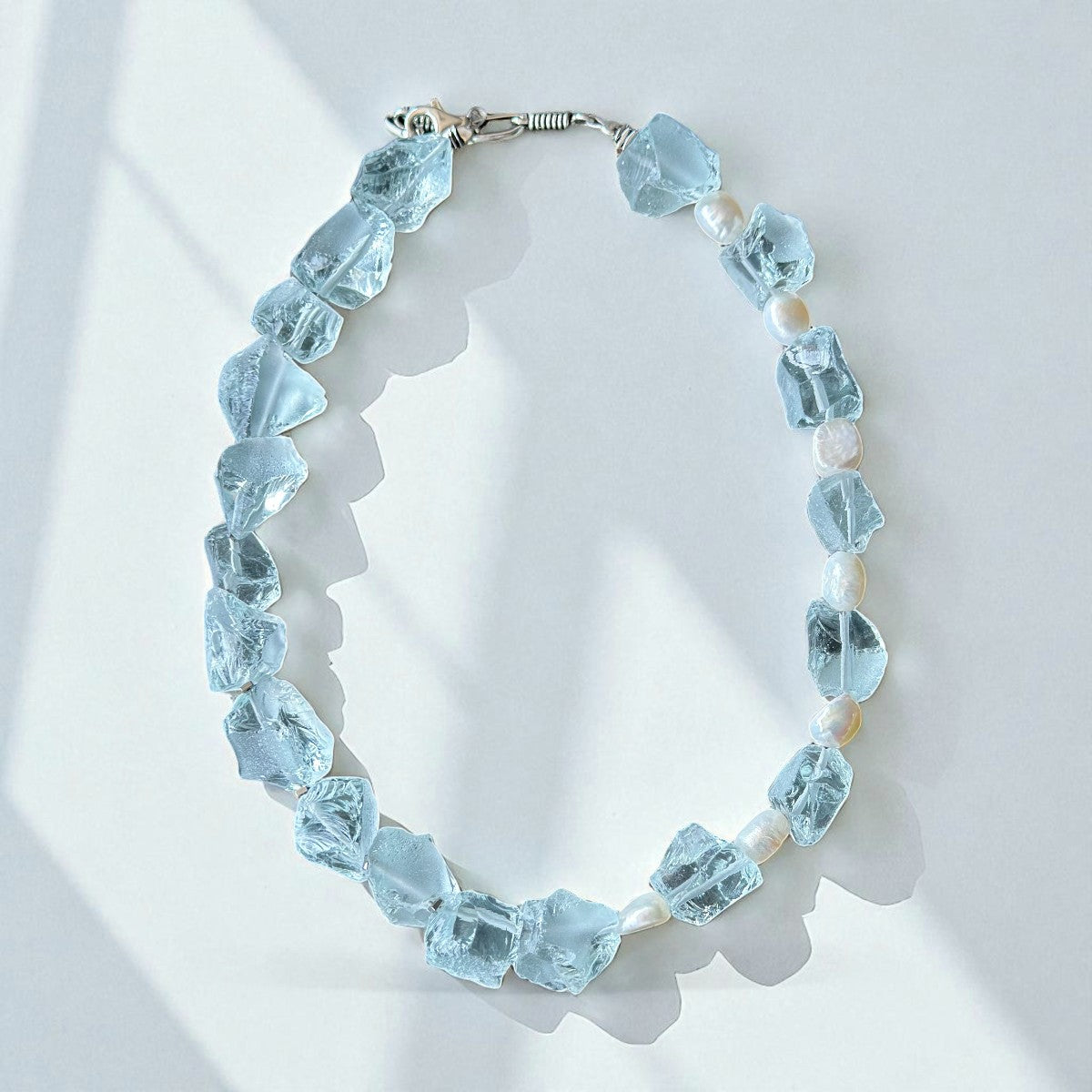 Blue Topaz and Freshwater Pearl Necklace