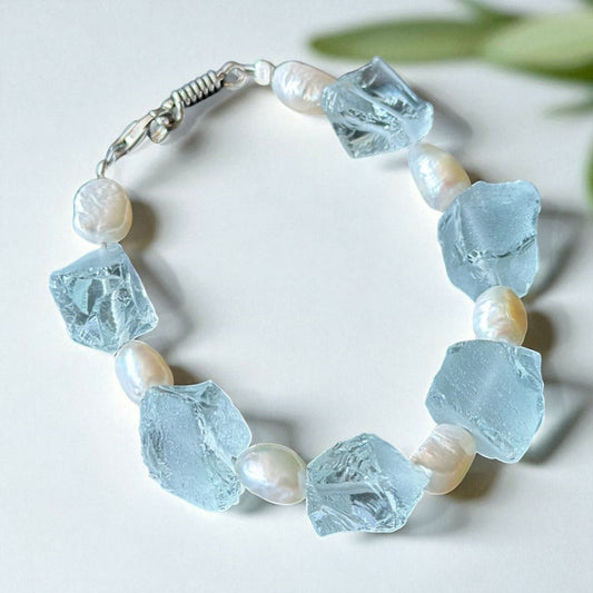 Blue Topaz and Freshwater Pearl Necklace