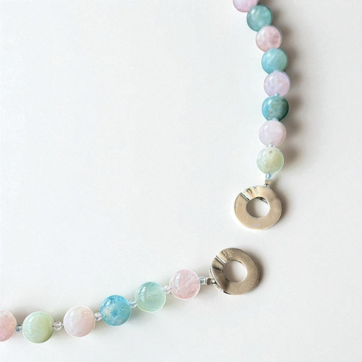 Morganite Necklace with Chunky Silver Clasp