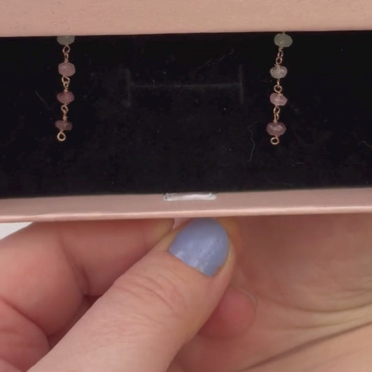Tourmaline Gemstone Long Chain Dangle Drop Earrings