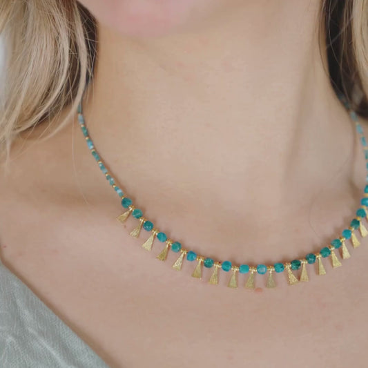 Eva Necklace with Apatite Gemstone in 925 Sterling Silver Gold Plated