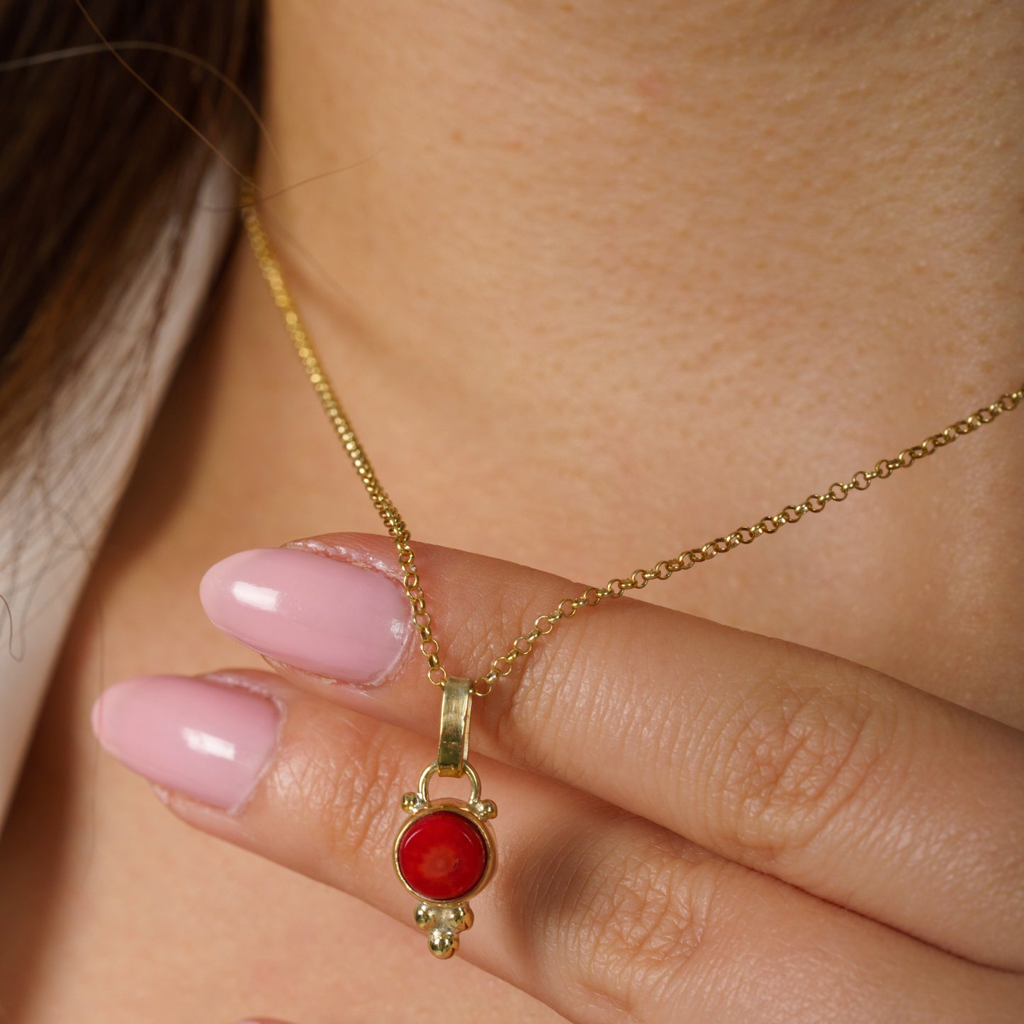Merle Coral Gemstone Necklace and Earrings Set