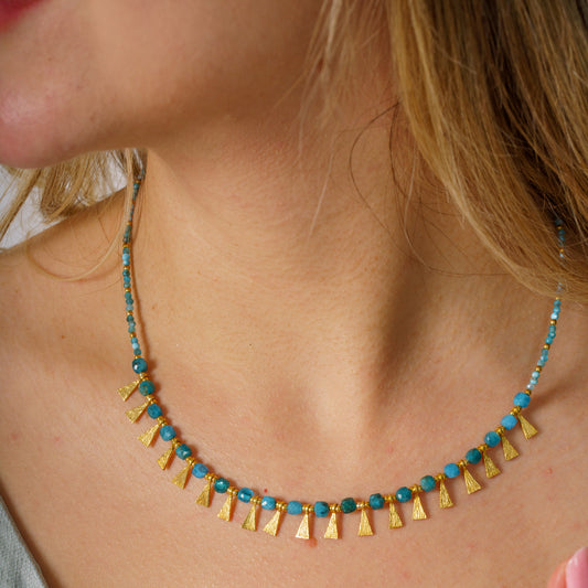 Eva Necklace with Apatite Gemstone in 925 Sterling Silver Gold Plated