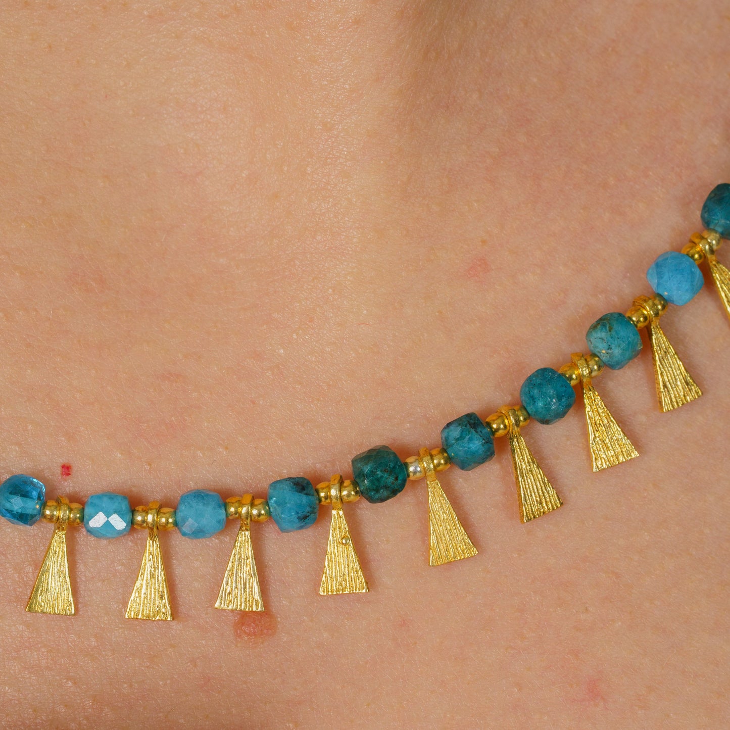 Eva Necklace with Apatite Gemstone in 925 Sterling Silver Gold Plated