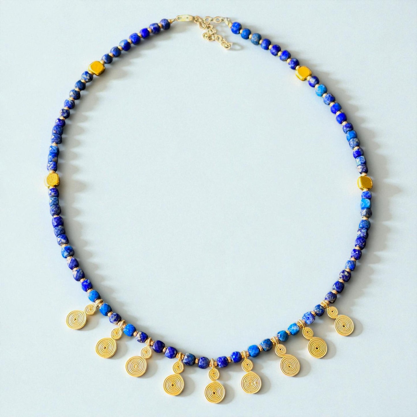 Lapis Lazuli Necklace with Gold Plated Charms