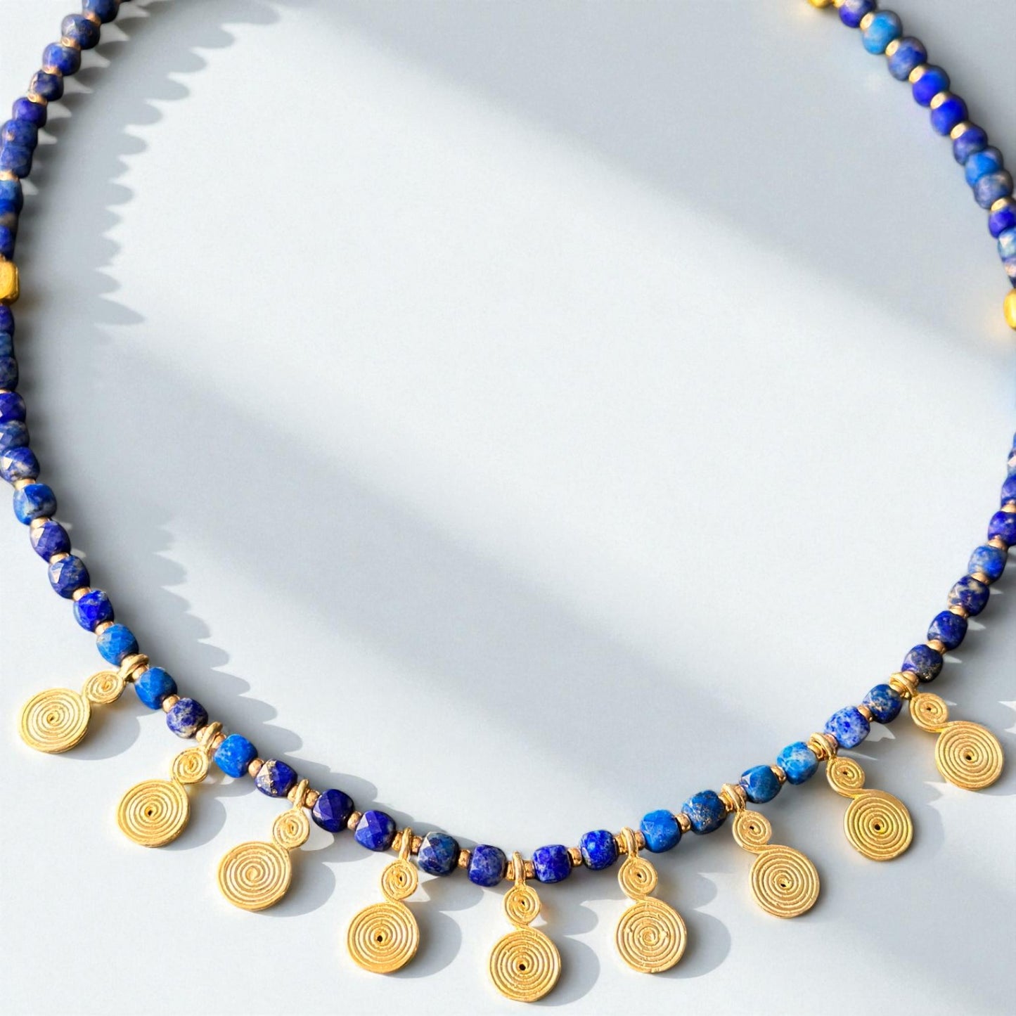 Lapis Lazuli Necklace with Gold Plated Charms