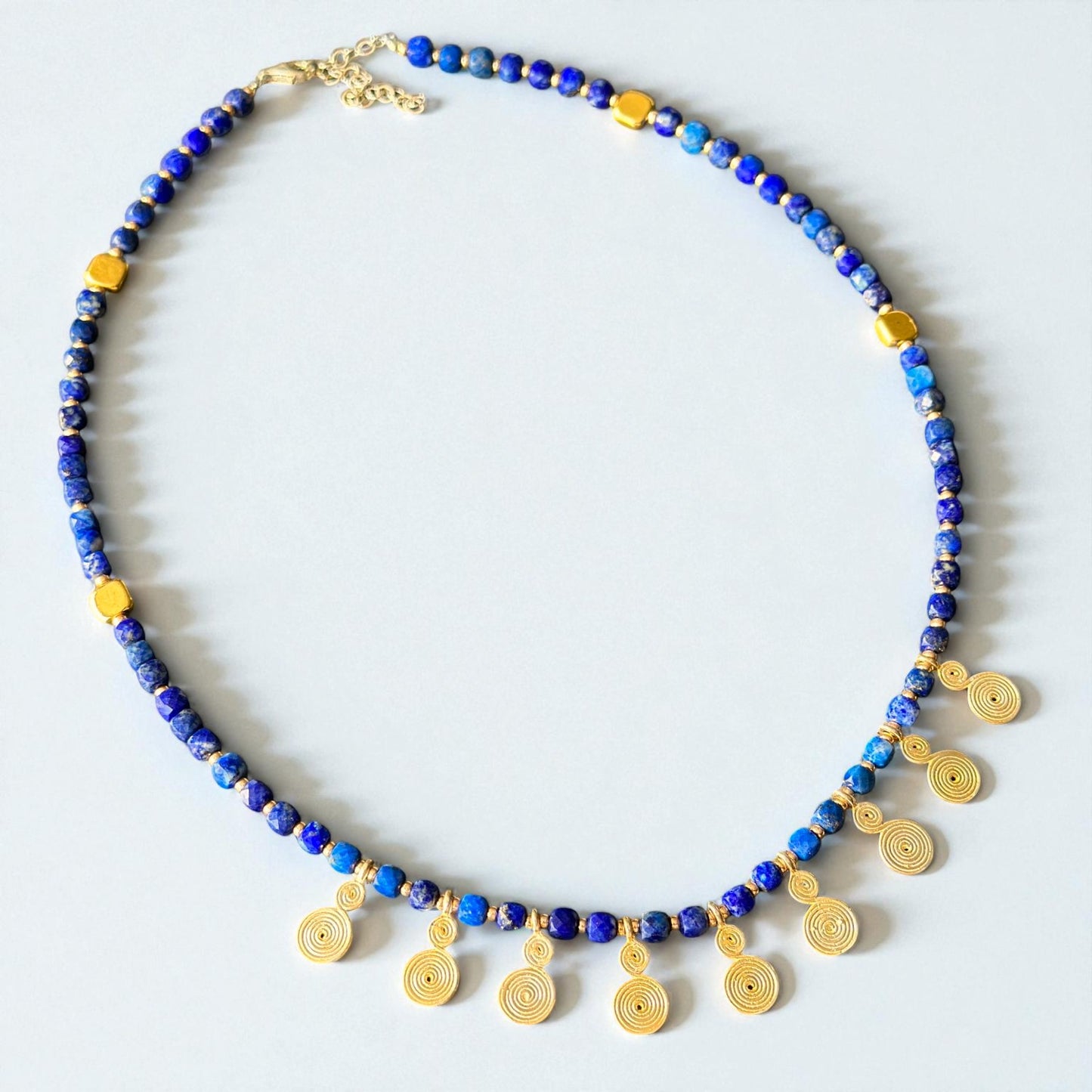 Lapis Lazuli Necklace with Gold Plated Charms