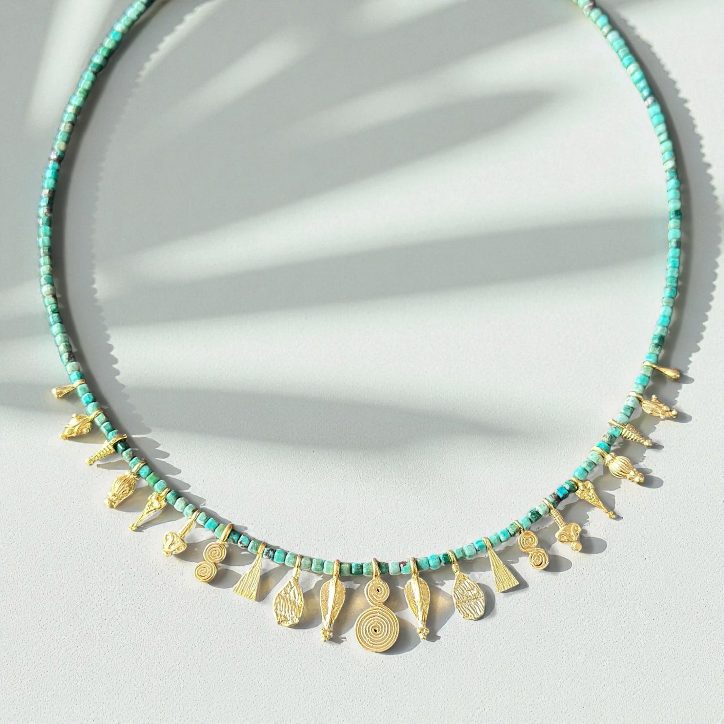 Turquoise Charm Necklace – Gold Plated Ancient Symbols