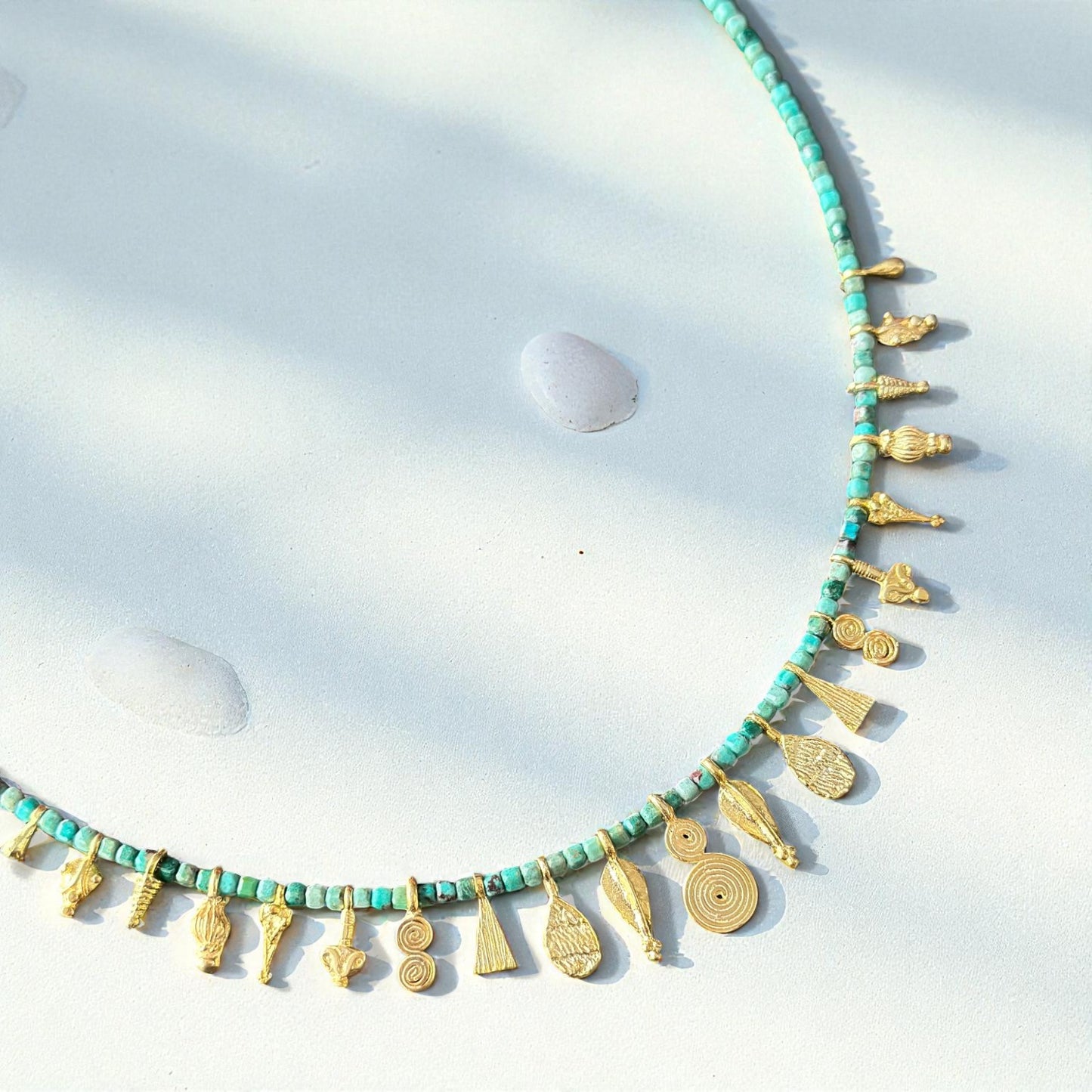 Turquoise Charm Necklace – Gold Plated Ancient Symbols