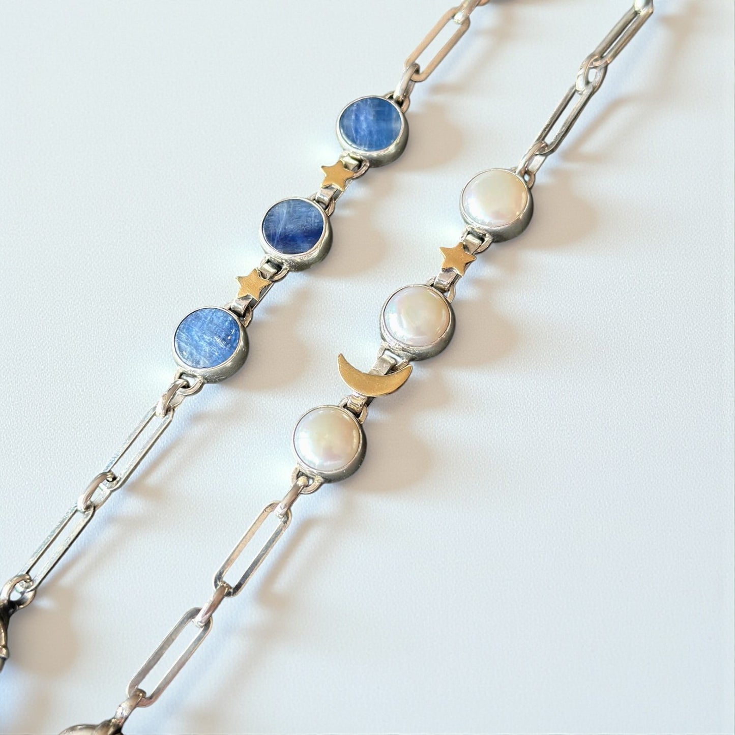 Kyanite Star Bracelet – Sterling Silver with Gold Details